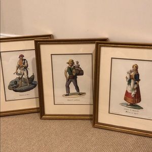 3 framed prints of foreign characters